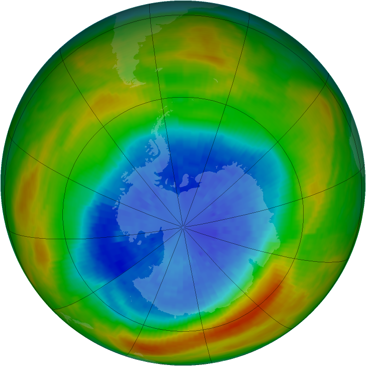 Antarctic ozone map for 20 September 1983